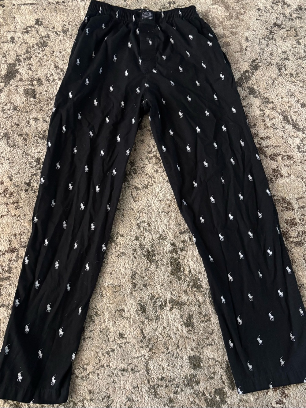 Polo by Ralph Lauren Black Lounge Pants with White Pony Print